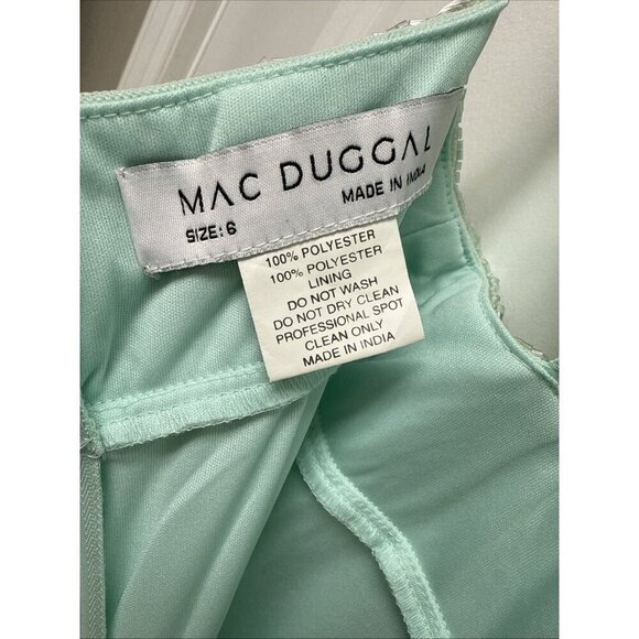 Mac Duggal Size 6 Mint Green 70275 Lace Up Back Floral Appliqué Beads Gown Dress - Picture 11 of 11
